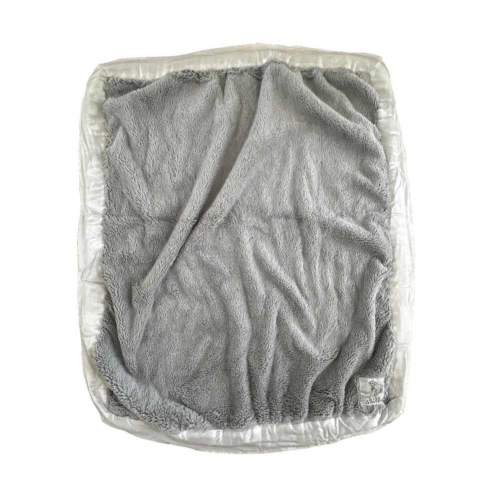 Little Giraffe Baby Blanket Grey White Satin Edge Thick Furry